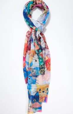 Toscane Boutique Accessoires|Foulard imprimé chats MULTICOLORE