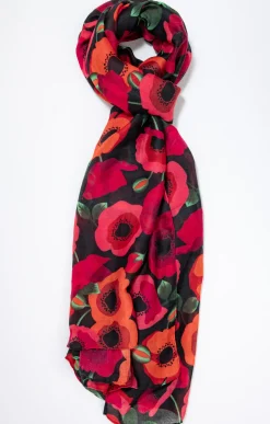 Toscane Boutique Accessoires|Foulard imprimé coquelicots ROUGE