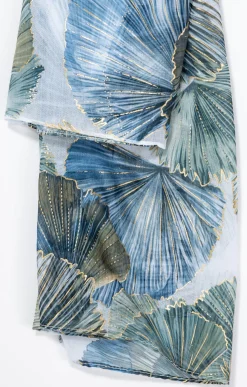 Toscane Boutique Accessoires|Foulard imprimé ginkgo INDIGO