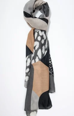 Toscane Boutique Accessoires|Foulard léger imprimé animalier NOIR