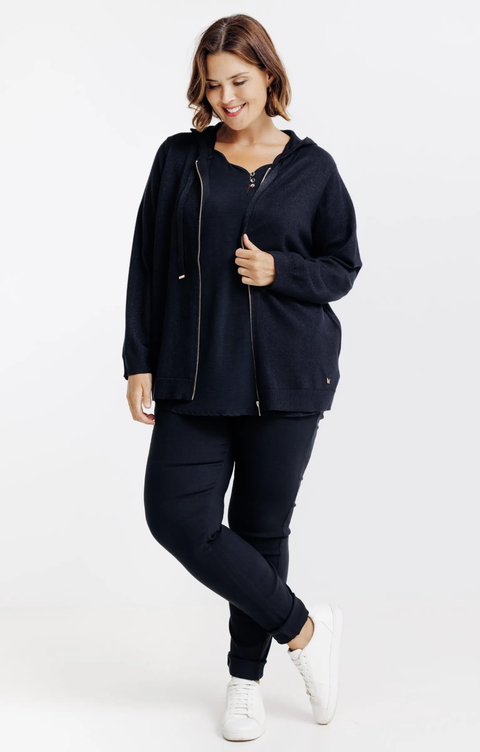 Toscane Boutique Pulls & Cardigans|Gilet à capuche avec lurex NOIR