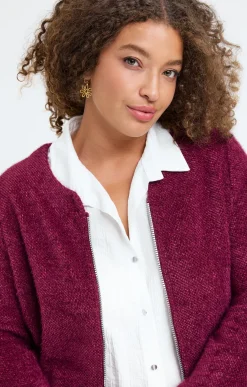 Toscane Boutique Pulls & Cardigans|Gilet fluffy uni BORDEAUX