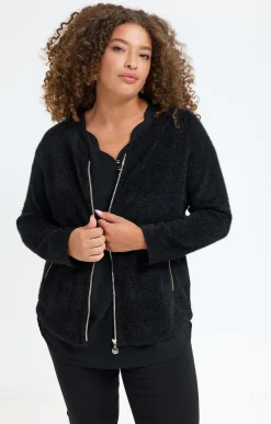 Toscane Boutique Pulls & Cardigans|Gilet fluffy uni NOIR