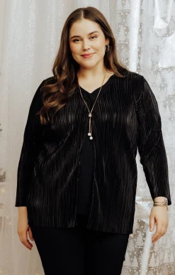 Toscane Boutique Tee-shirts|Gilet plissé brillant NOIR