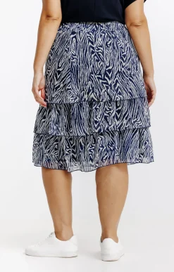 Toscane Boutique Jupes|Jupe à volants imprimé zébré MARINE