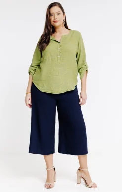 Toscane Boutique Jupes|Jupe culotte 4 boutons ancre ton sur ton MARINE