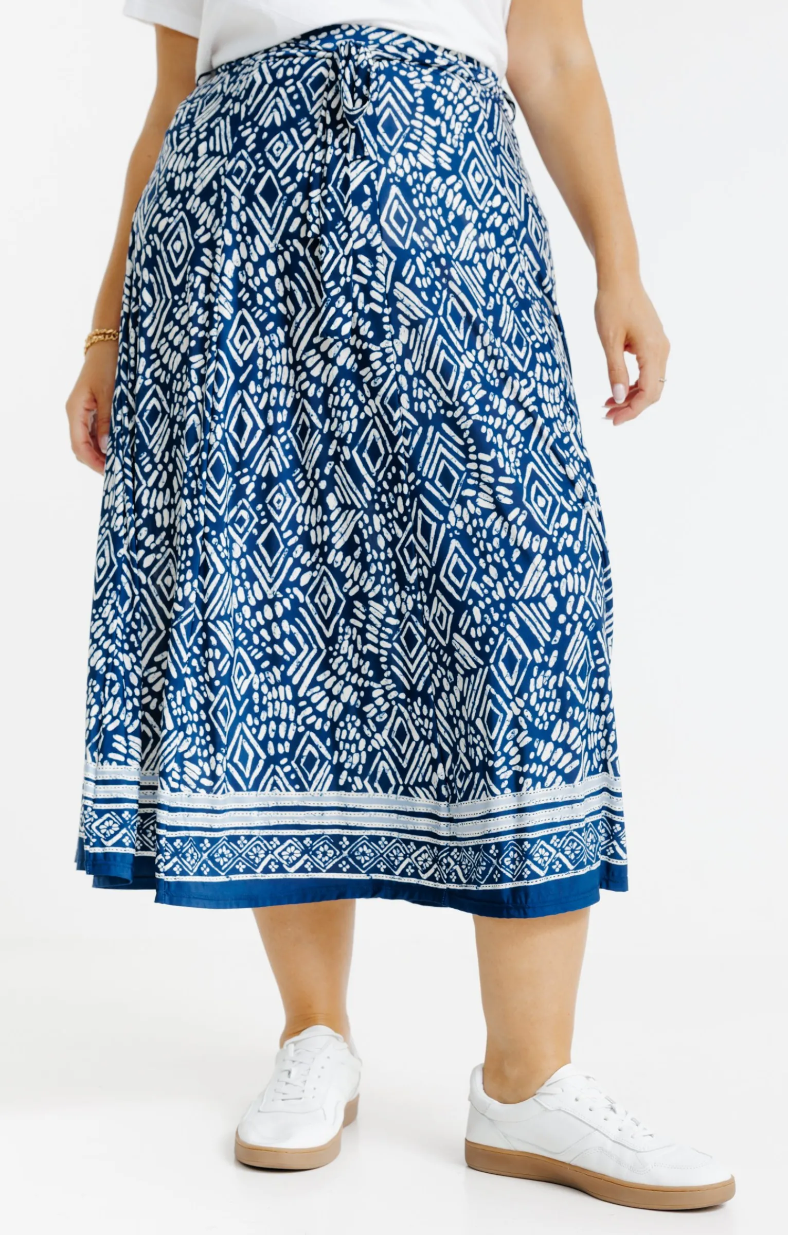 Toscane Boutique Jupes|Jupe en maille à imprimé ikat MARINE