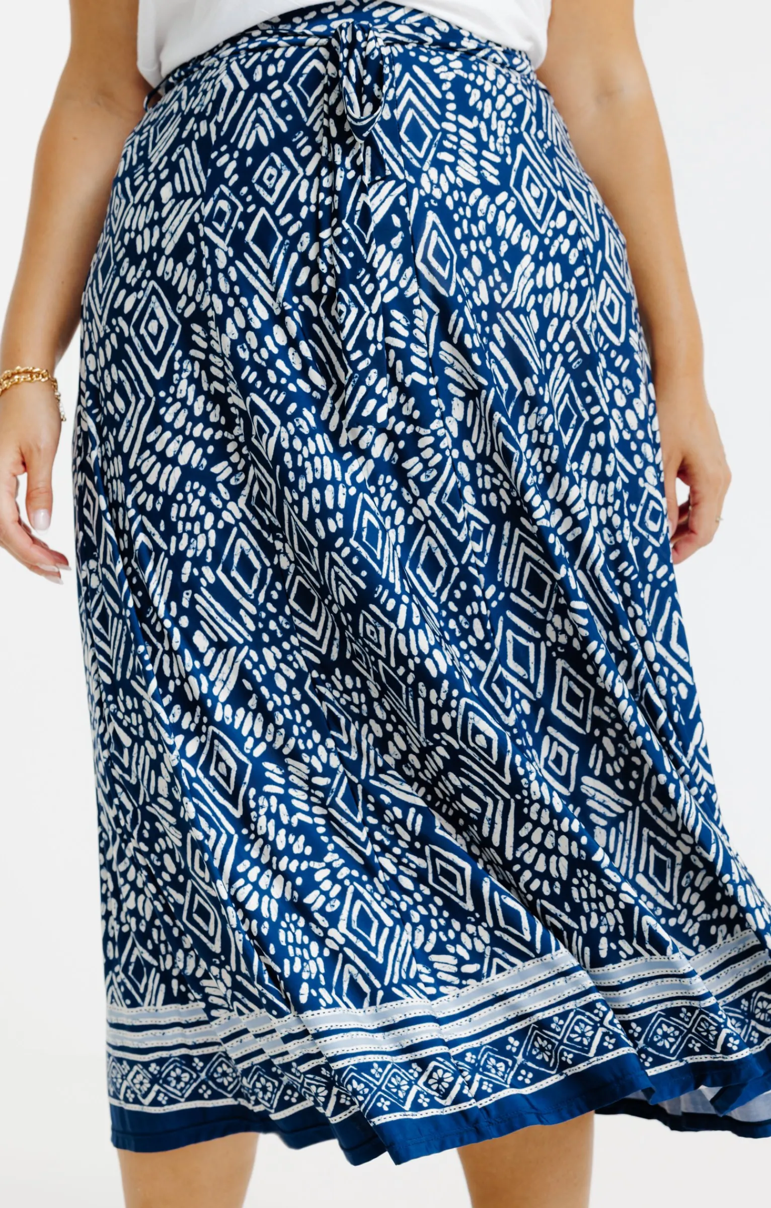 Toscane Boutique Jupes|Jupe en maille à imprimé ikat MARINE