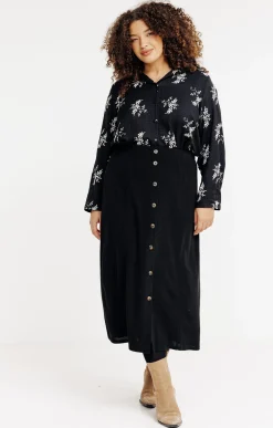 Toscane Boutique Jupes|Jupe en maille unie à boutons NOIR