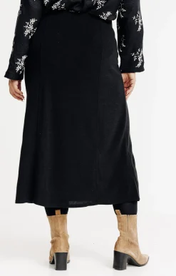 Toscane Boutique Jupes|Jupe en maille unie à boutons NOIR