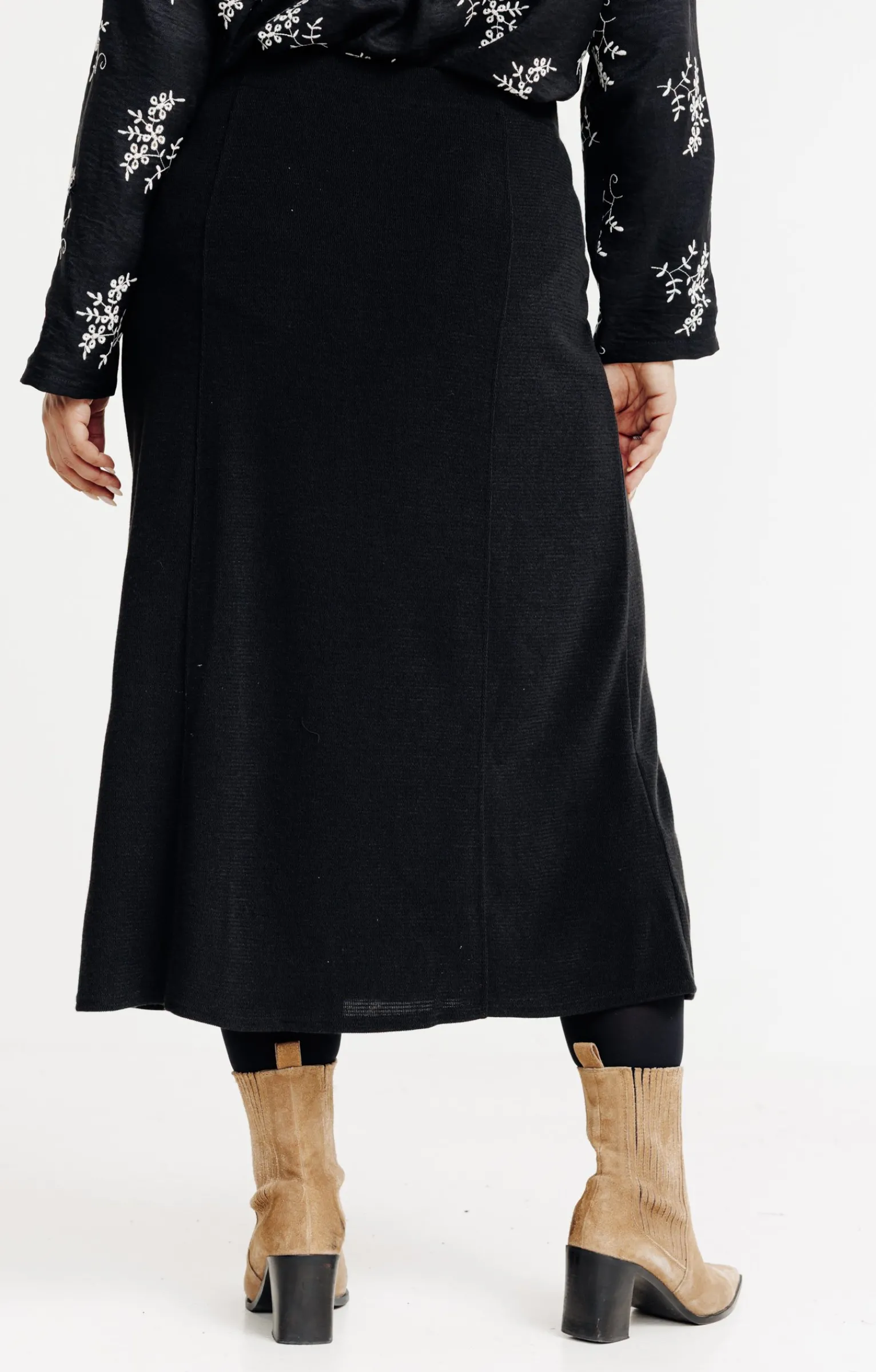 Toscane Boutique Jupes|Jupe en maille unie à boutons NOIR