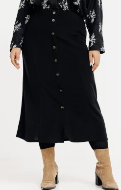 Toscane Boutique Jupes|Jupe en maille unie à boutons NOIR