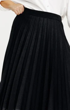 Toscane Boutique Jupes|Jupe en maille unie plissée NOIR
