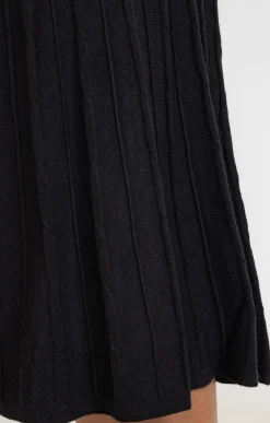 Toscane Boutique Jupes|Jupe maille chaude mini torsades NOIR