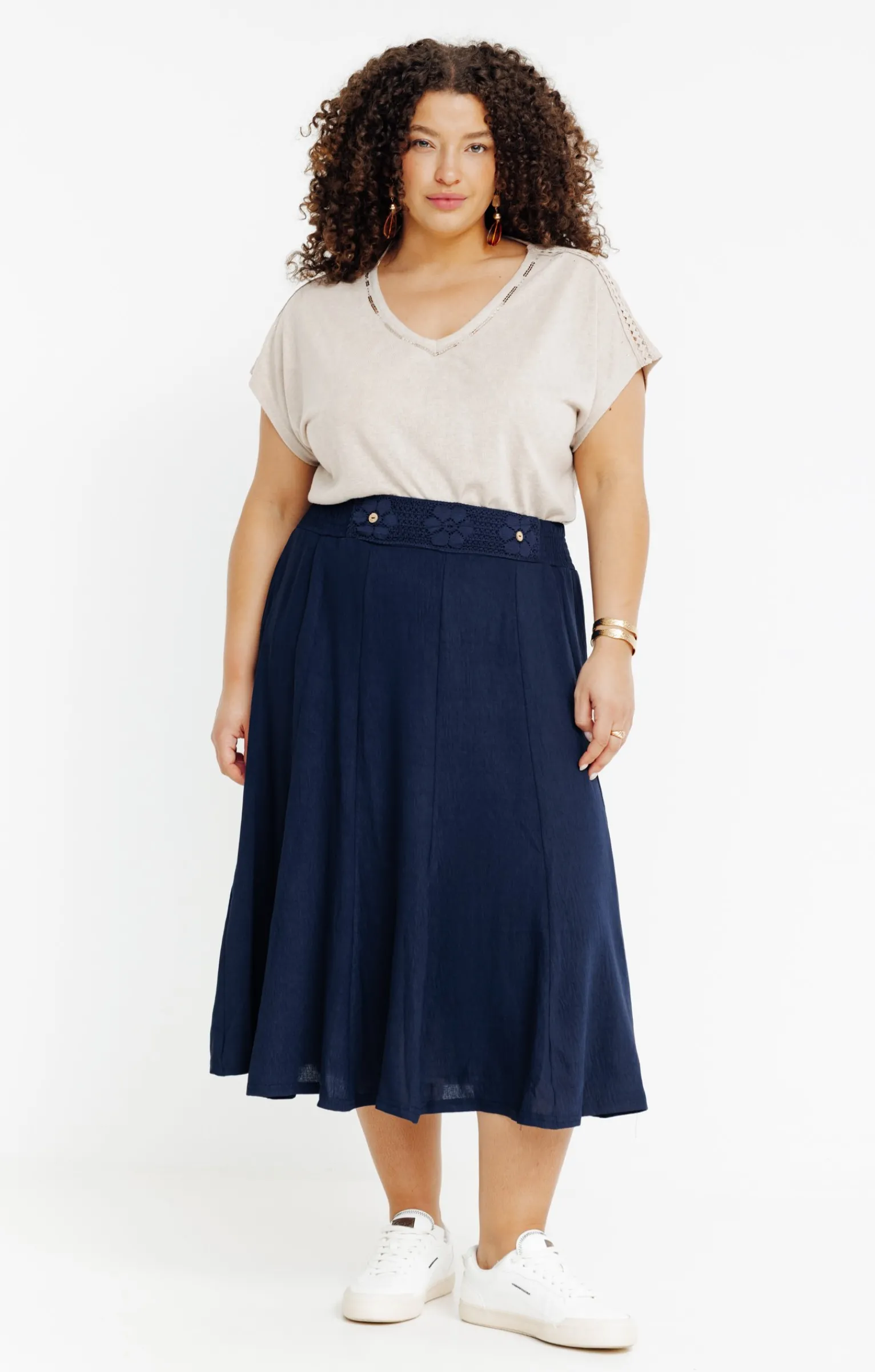 Toscane Boutique Jupes|Jupe évasée crochet ceinture MARINE