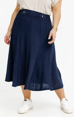 Toscane Boutique Jupes|Jupe évasée crochet ceinture MARINE