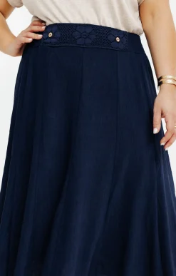 Toscane Boutique Jupes|Jupe évasée crochet ceinture MARINE