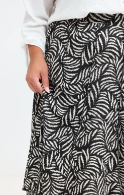 Toscane Boutique Jupes|Jupe évasée imprimé fougère NOIR