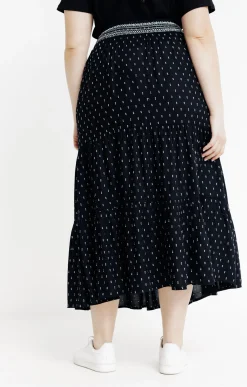 Toscane Boutique Jupes|Jupon taille smockée tissu plumetis NOIR