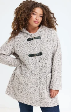 Toscane Boutique Manteaux|Manteau à capuche en bouclette BEIGE