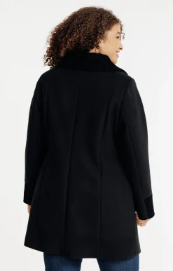 Toscane Boutique Manteaux|Manteau avec flockage léopard NOIR