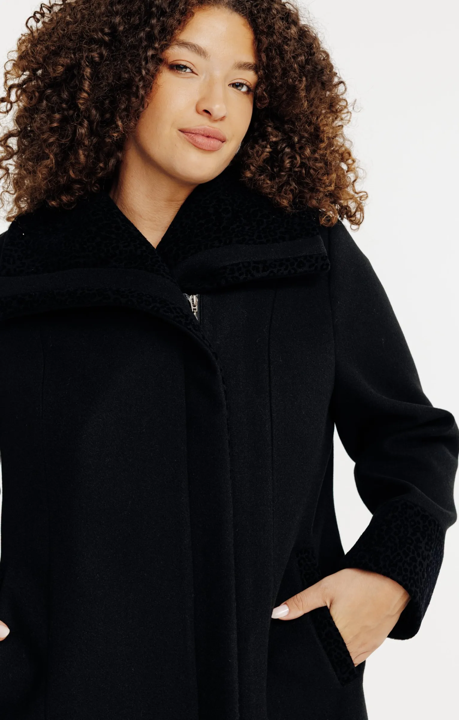Toscane Boutique Manteaux|Manteau avec flockage léopard NOIR