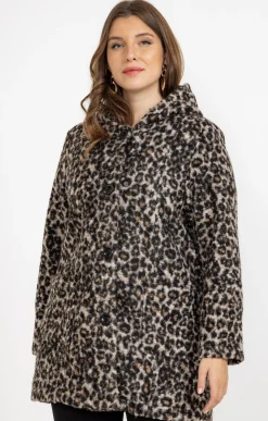 Toscane Boutique Manteaux|Manteau bouclette imprimé léopard BEIGE