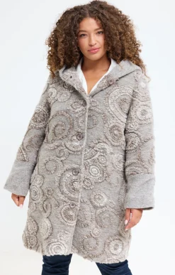 Toscane Boutique Manteaux|Manteau en lainage fantaisie TAUPE