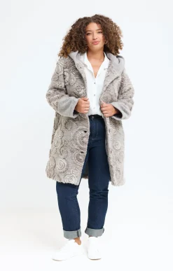 Toscane Boutique Manteaux|Manteau en lainage fantaisie TAUPE