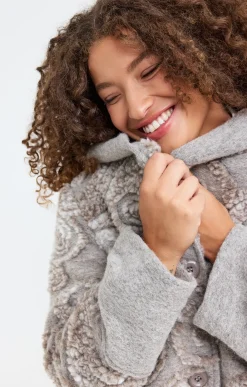 Toscane Boutique Manteaux|Manteau en lainage fantaisie TAUPE