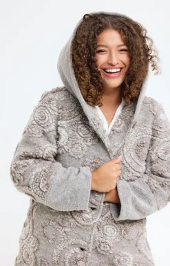 Toscane Boutique Manteaux|Manteau en lainage fantaisie TAUPE