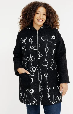 Toscane Boutique Manteaux|Manteau fantaisie en bouclette NOIR