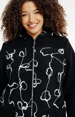 Toscane Boutique Manteaux|Manteau fantaisie en bouclette NOIR