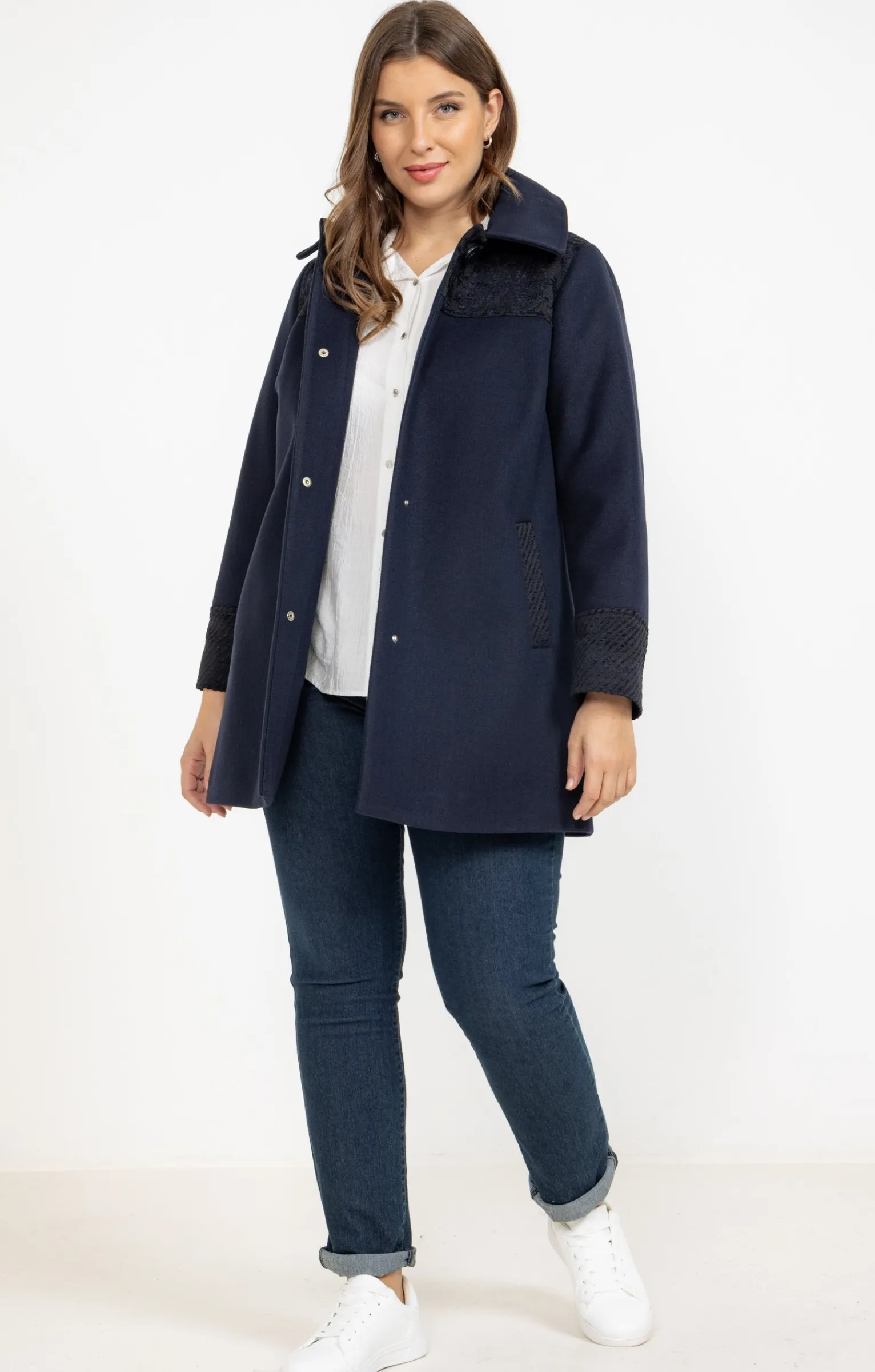 Toscane Boutique Manteaux|Manteau pacth avec capuche MARINE