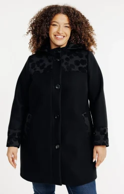 Toscane Boutique Manteaux|Manteau patch avec capuche NOIR