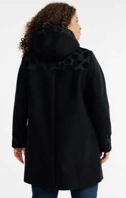 Toscane Boutique Manteaux|Manteau patch avec capuche NOIR