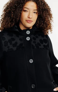 Toscane Boutique Manteaux|Manteau patch avec capuche NOIR