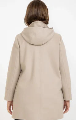 Toscane Boutique Manteaux|Manteau uni à capuche BEIGE