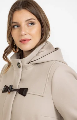 Toscane Boutique Manteaux|Manteau uni à capuche BEIGE