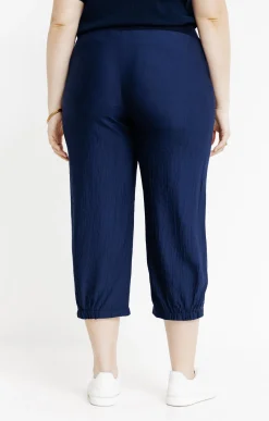 Toscane Boutique Pantalons|Pantacourt boule tissu texturé MARINE
