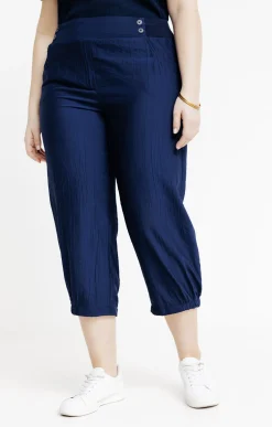 Toscane Boutique Pantalons|Pantacourt boule tissu texturé MARINE