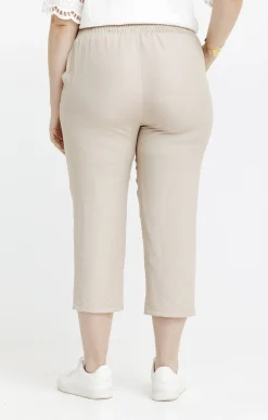 Toscane Boutique Pantalons|Pantacourt droit boutons fleurs AVOINE