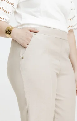 Toscane Boutique Pantalons|Pantacourt droit boutons fleurs AVOINE