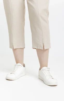 Toscane Boutique Pantalons|Pantacourt droit boutons fleurs AVOINE