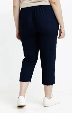 Toscane Boutique Pantalons|Pantacourt droit boutons fleurs MARINE