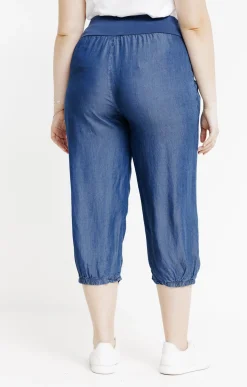 Toscane Boutique Pantalons|Pantacourt large détail poche BLEU