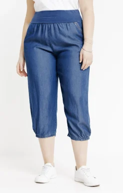 Toscane Boutique Pantalons|Pantacourt large détail poche BLEU