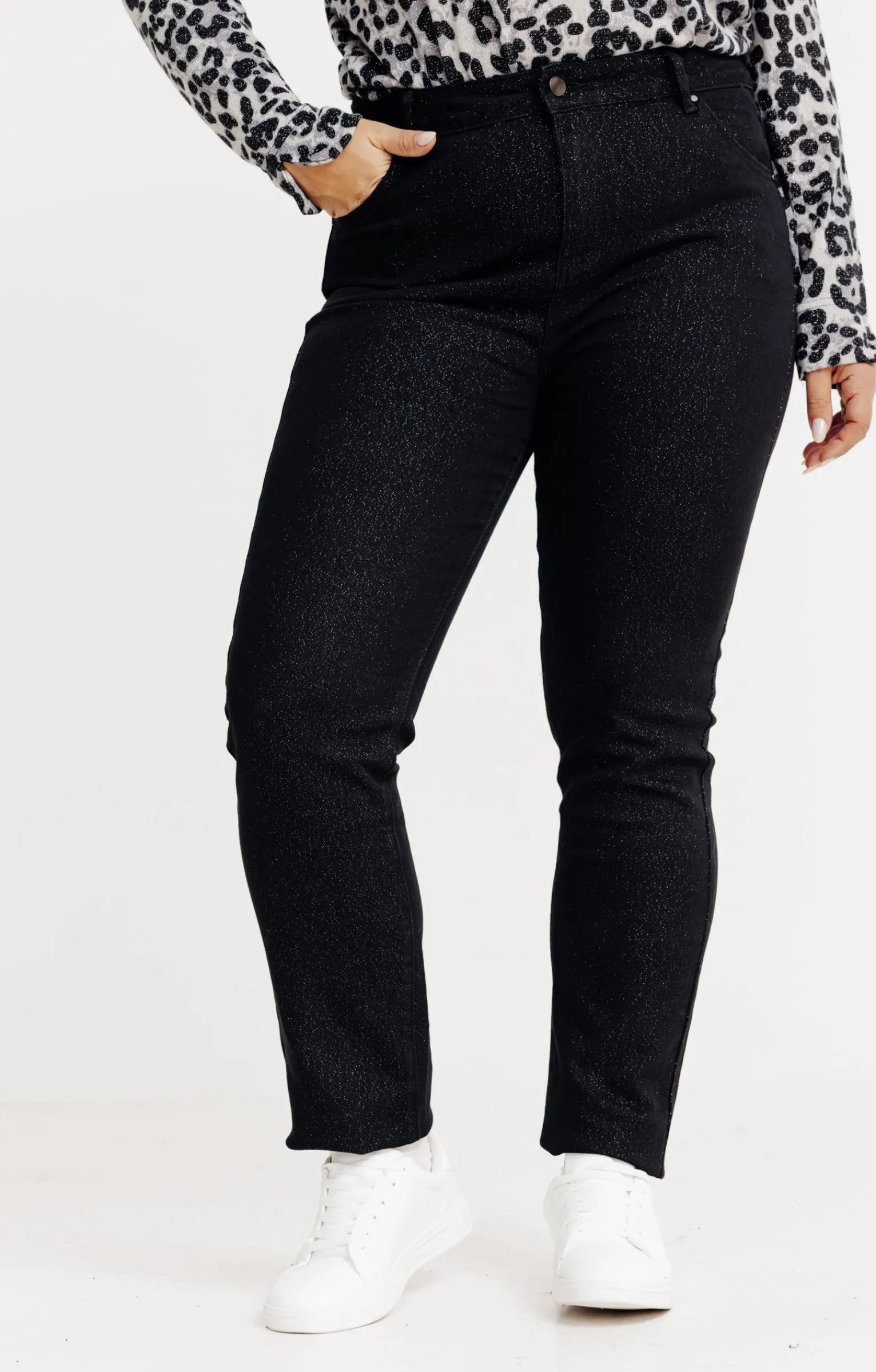 Toscane Boutique Pantalons|Pantalon 5 poches brillant NOIR