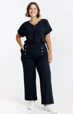 Toscane Boutique Pantalons|Pantalon chic à boutons NOIR