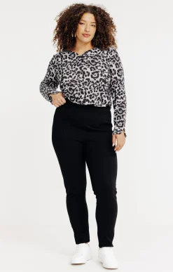 Toscane Boutique Pantalons|Pantalon de ville coupe droite en maille NOIR